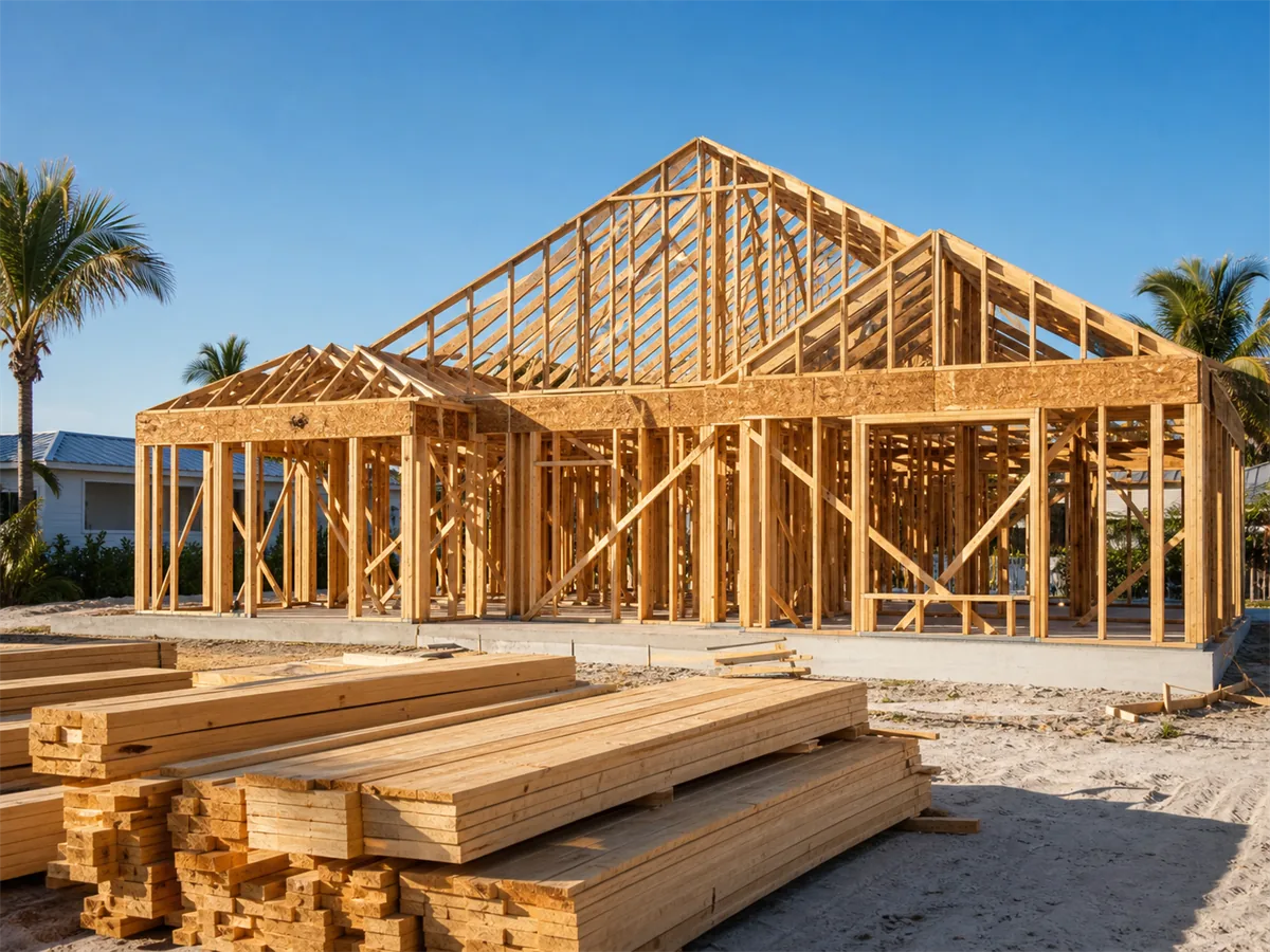 New home construction framing