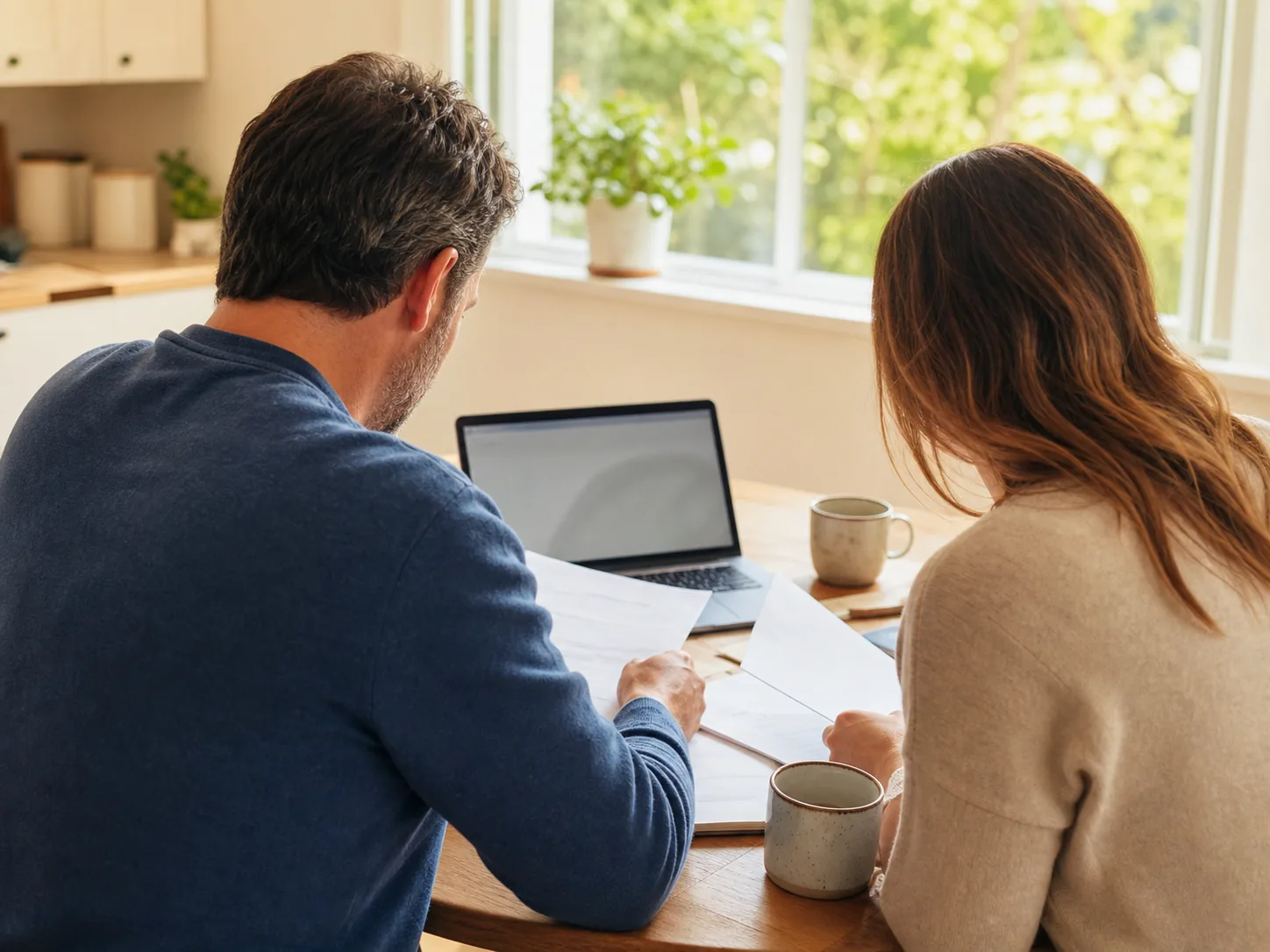 Couple reviewing refinance documents