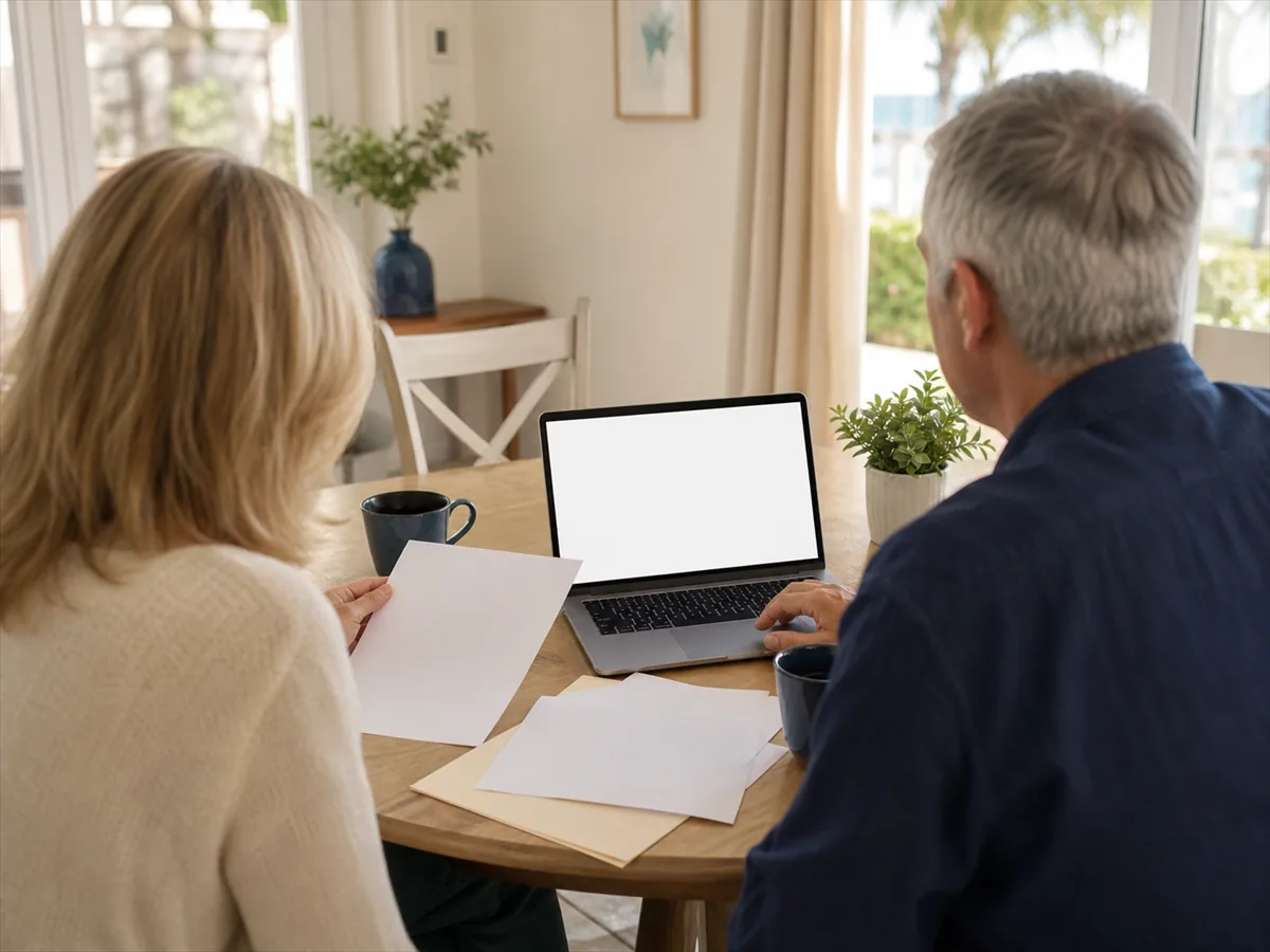 Couple reviewing conventional loan options