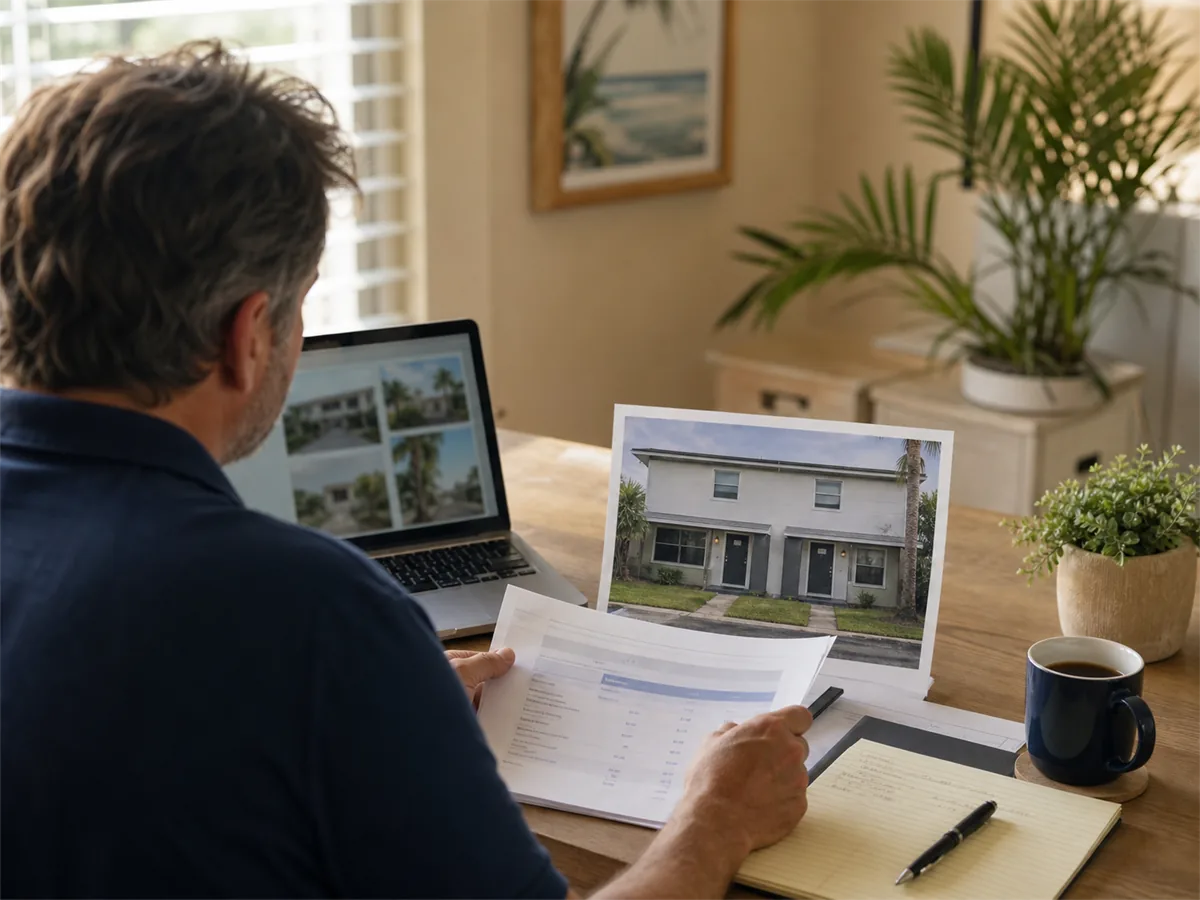 Investor reviewing rental property numbers